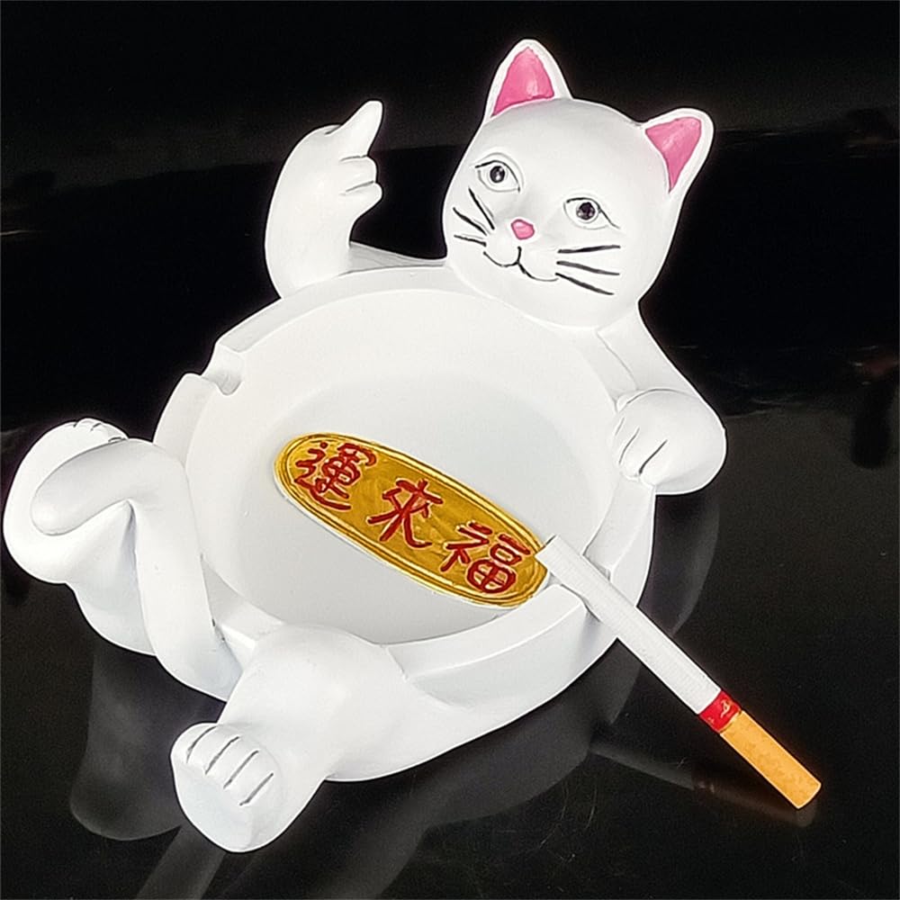 【エトねこ】肺皿 Amazon.co.jp: 灰皿 幸運の中指猫灰皿 かわいい猫灰皿 幸運の